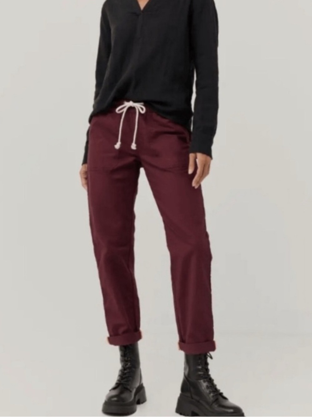 Pact Twill Utility Roll Up Pant Size Medium Maroon Outdoors Granola